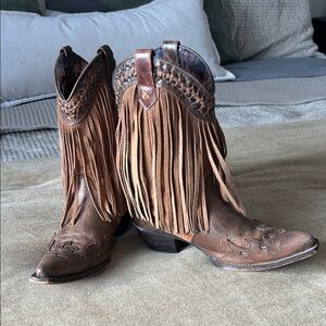 Dingo Brown Fringed Heeled Boots